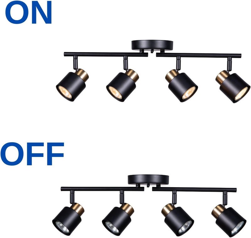 CRAFTRONOS 4 Light Track Lighting Kit, Matt Black Brass Finish Adjustable with Moden Flush Mount Ceiling Spotlight for Kitchen,Living Room,Home Improvement - Image 4